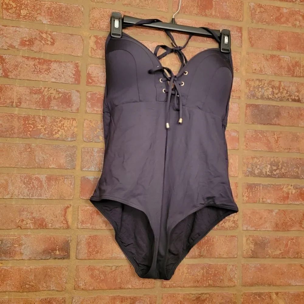 NipTuck- Swimsuit black lace up size 8